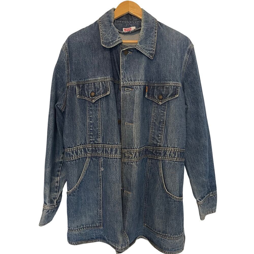 Levi's 1970's Orange Tab Denim Split Tail Chore Bushed Jacket Blazer XL